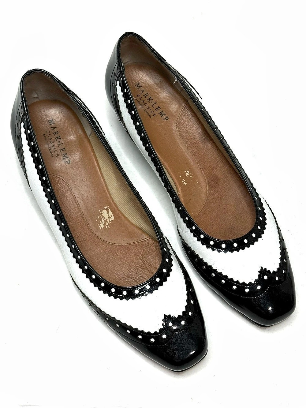 Vintage Mark Lemp Spectator Black & White Patent Leather Heels